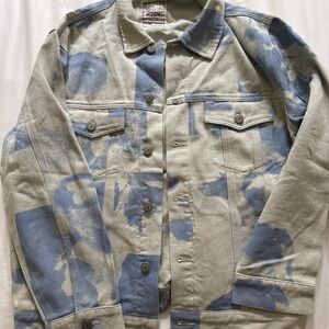 Lightweight Blue & Cream Washed Utility Shirt Jacket